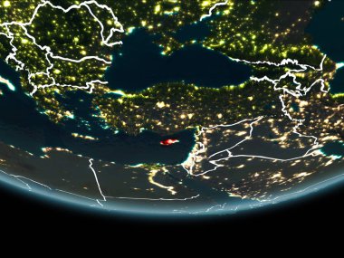 Kıbrıs gece uzaydan yeryüzündeki