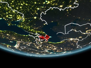 Azerbaycan gece uzaydan yeryüzündeki