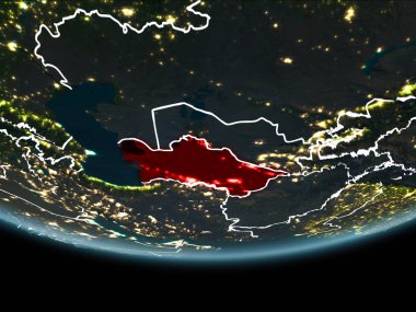 Gece uzaydan yeryüzündeki Türkmenistan
