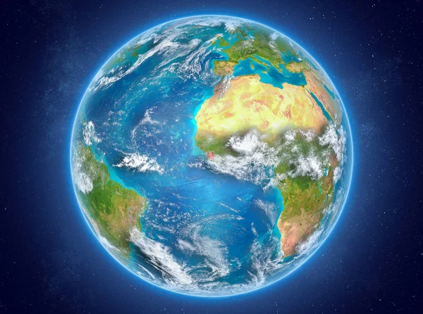 Serra Leoa no planeta Terra no espaço — Fotografia de Stock