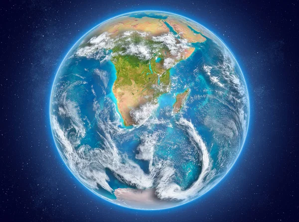 Swaziland op planeet Aarde in de ruimte — Stockfoto