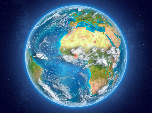 Ghana on planet Earth in space