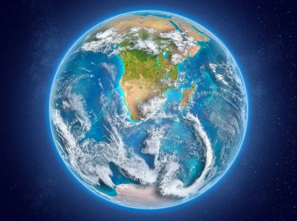 Lesoto no planeta Terra no espaço — Fotografia de Stock