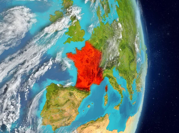 Vista dell'orbita della Francia in rosso — Foto Stock