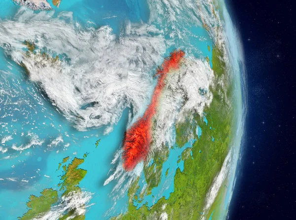 Orbit pohled z Norska v červené barvě — Stock fotografie