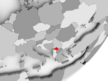 Gri haritada kırmızı Kosova'da