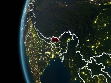 Bhutan gece uzaydan