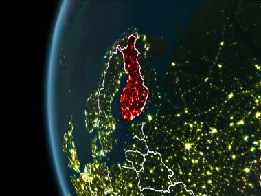 Finlandiya gece uzaydan