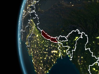 Nepal gece uzaydan