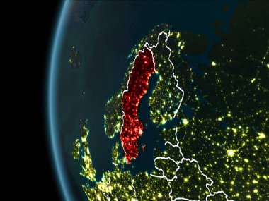 İsveç gece uzaydan