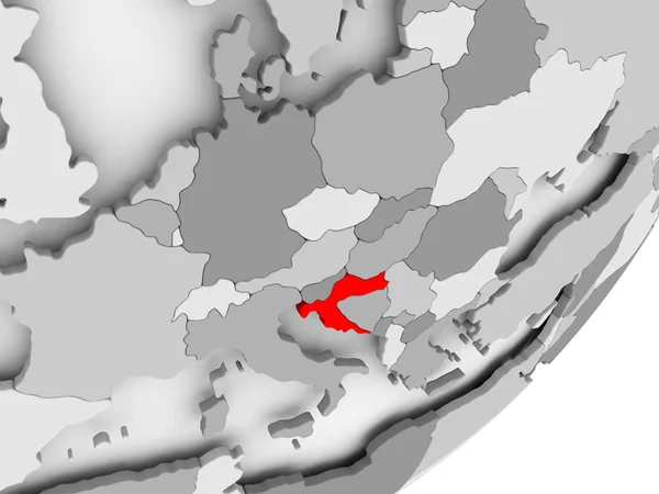 Croazia in rosso sulla mappa grigia — Foto Stock