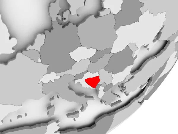 Bosnië en Herzegovina in het rood op grijze kaart — Stockfoto