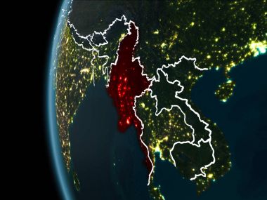 Myanmar gece uzaydan