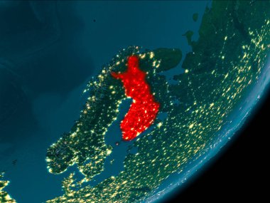 Finlandiya gece uzaydan