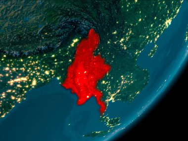 Myanmar gece uzaydan