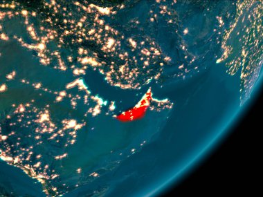 Birleşik Arap Emirlikleri gece uzaydan