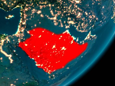 Suudi Arabistan geceleri uzaydan