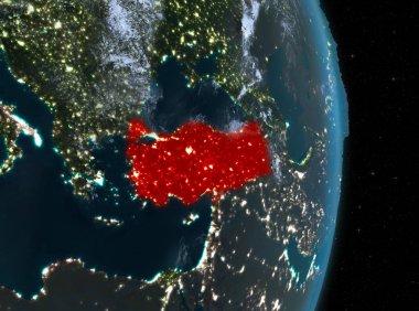 Gece boyunca Türkiye'nin dünya üzerindeki