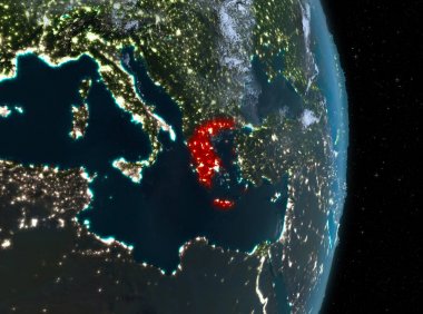 Gece boyunca Yunanistan yeryüzünde