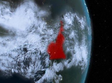 Dünya 'da Kamerun' un Üzerinde Gece