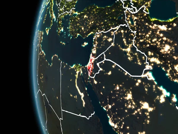 Israel from space at night