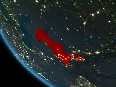 Özbekistan yörüngeden geceleri