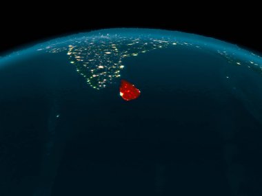 Sri Lanka görünümünü geceleri yörünge