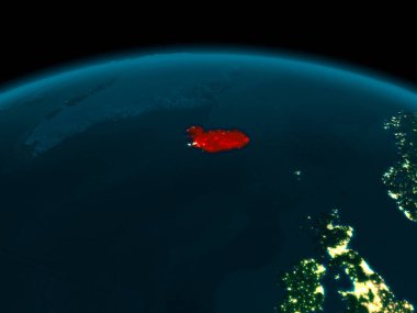 İzlanda'daki yörünge görünümü geceleri