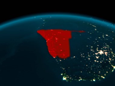 Namibya yörünge görünümü geceleri