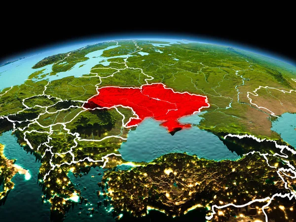 Ukraine sur la planète Terre dans l'espace — Photo