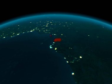 Ekvator Ginesi görünümünü geceleri yörünge