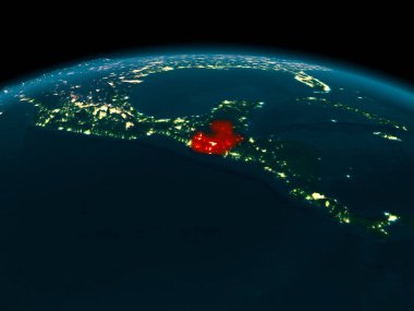 Guatemala yörünge görünümü geceleri