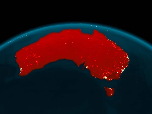 Vista orbitária da Austrália à noite — Fotografia de Stock