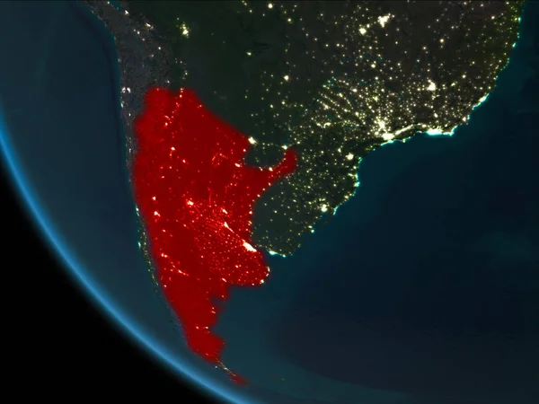 Argentina at night from orbit