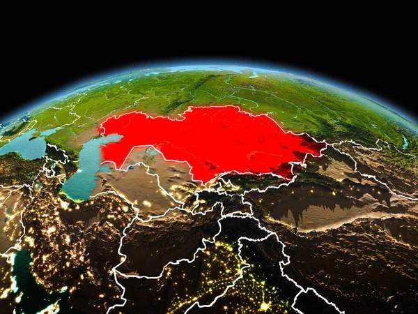 哈萨克斯坦在地球上的空间 — 图库照片