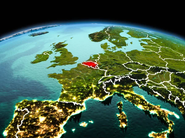 Belgien auf dem Planeten Erde im All — Stockfoto