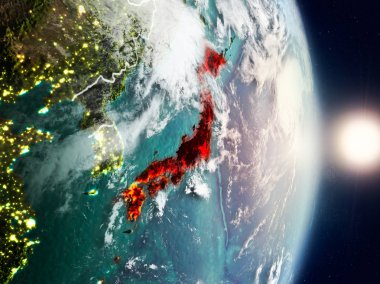 Gündoğumu sırasında Japonya