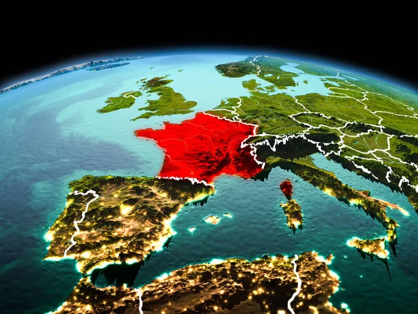 Frankreich auf dem Planeten Erde im All — Stockfoto