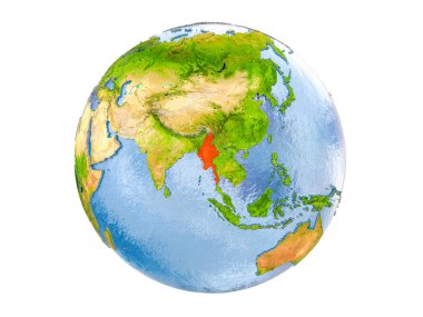 Myanmar izole küre üzerinde