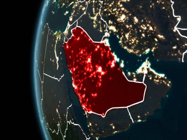 Suudi Arabistan geceleri uzaydan