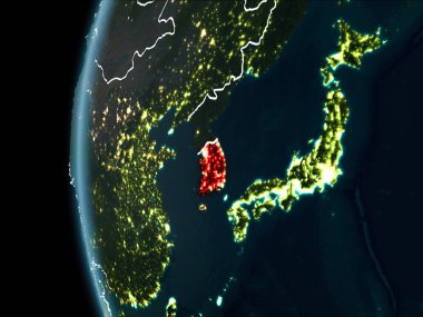 Güney Kore gece uzaydan