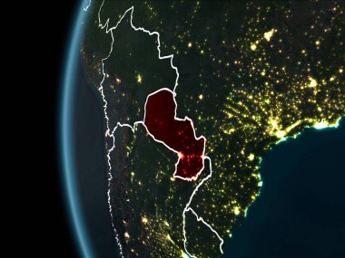 Paraguay gece uzaydan