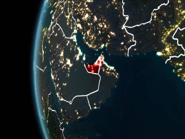 Birleşik Arap Emirlikleri gece uzaydan