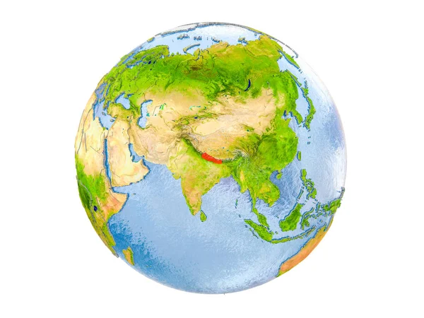 Nepal na całym świecie na białym tle — Zdjęcie stockowe