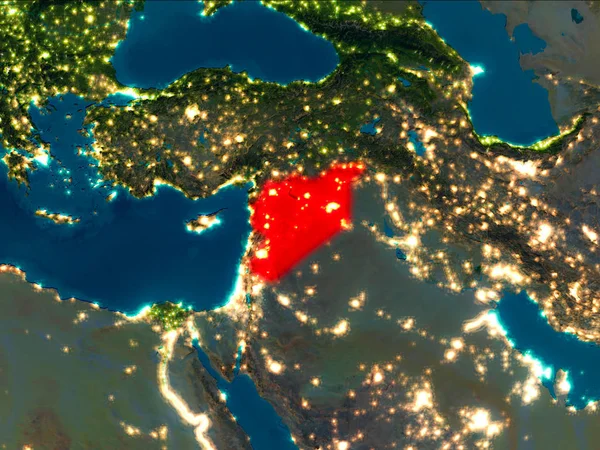 Syria na czerwono w nocy — Zdjęcie stockowe