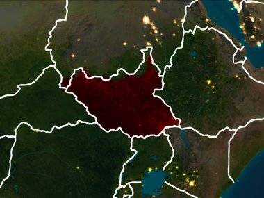 Güney Sudan Haritası geceleri