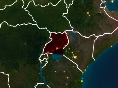 Uganda Haritası geceleri