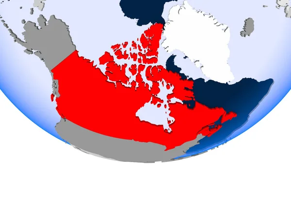 Canada op wereldbol — Stockfoto