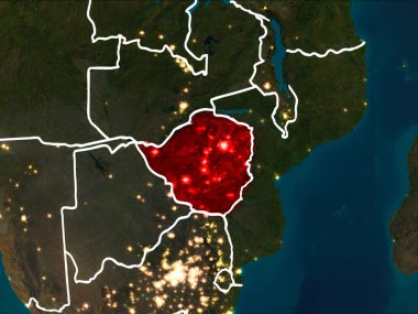Zimbabve Haritası geceleri