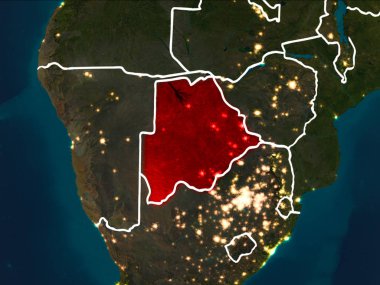 Botsvana Haritası geceleri